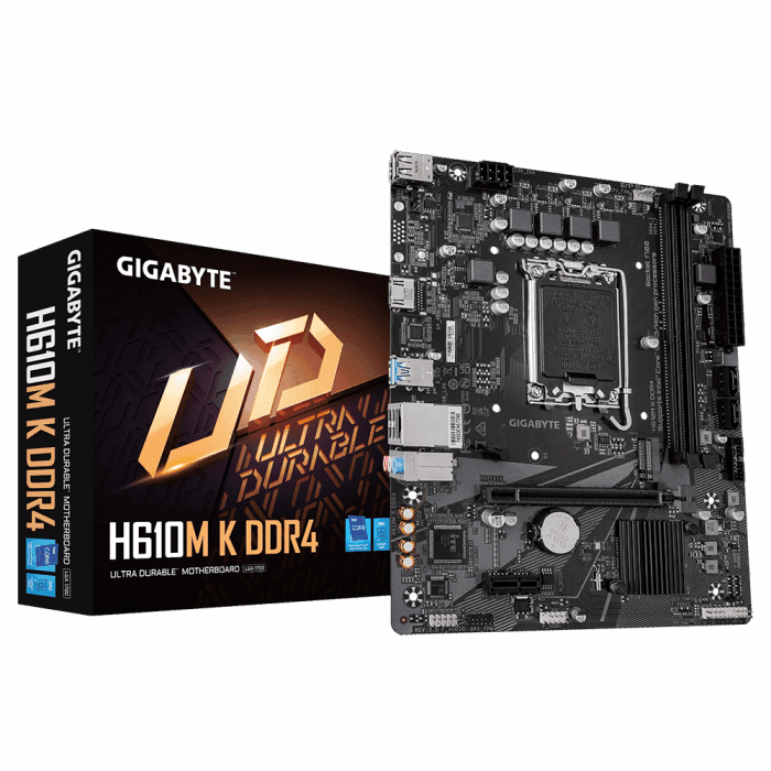 Сист.плата Gigabyte H610M K DDR4 2.0, H610, 1700, 2xDDR4, PCI-Ex16, PCI-Ex1, M.2, 2xSATA, HDMI, BOX