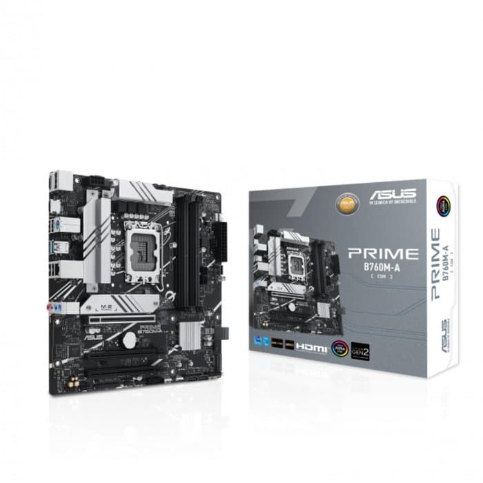 Сист. плата ASUS PRIME B760M-A CSM, B760, 1700, 4xDDR5, 3xPCI-Ex16, 2xM.2, 4xSATA, DP, 2xHDMI, 2.5Gb Ethernet, BOX