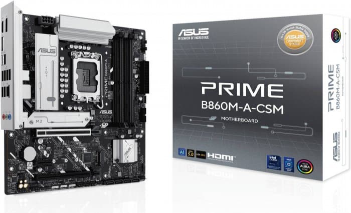 Сист.плата ASUS PRIME B860M-A-CSM, B860, 1851, 4xDDR5, 2xPCI-E x16, PCI-E x1, M2, SATA, HDMI, DP, USB 20Gbps, BOX