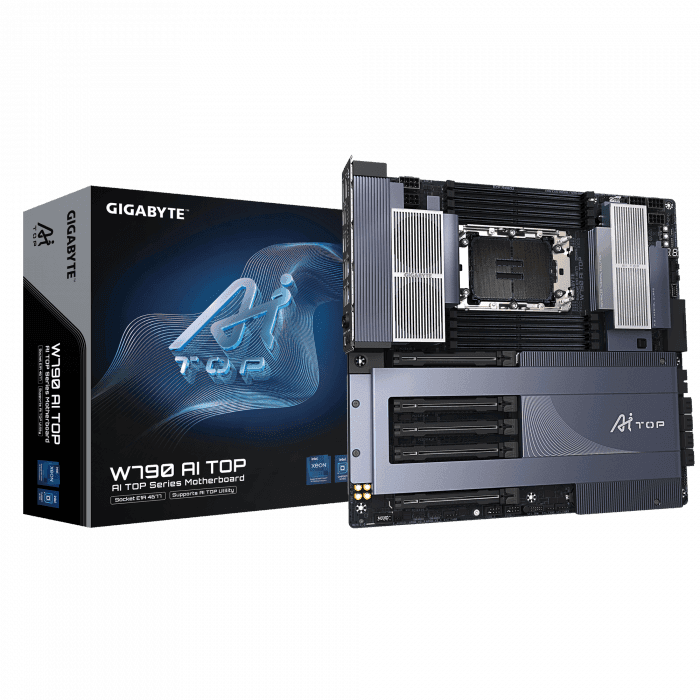 Сист.плата Gigabyte W790 AI TOP 1.0 2B, W790, LGA4677, 8xDDR5, 5 x PCI Express x16, 4 x M.2, 8 x SATA, Wi-Fi 7 BE200NGW