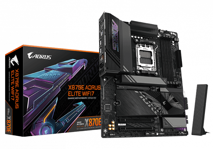 Сист.плата Gigabyte X870E A ELITE WIFI7 1.2, X870E, AM5, 4xDDR5, 3xPCI-E x16, 4xM2, SATA, USB4, HDMI, BOX