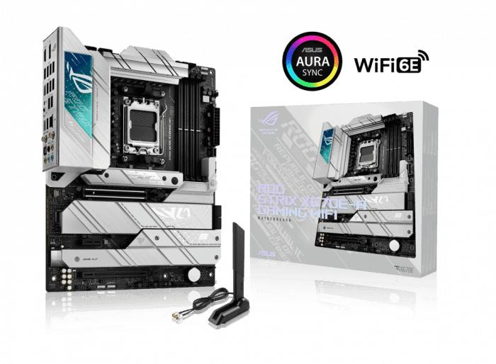 Сист. плата ASUS ROG STRIX X670E-A GAMING WIFI, AM5, 4xDDR5, 2xPCI-E x16 , PCIe x1, 4xM.2, SATA, WIFI6E, BOX
