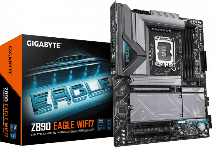 Сист.плата Gigabyte Z890 EAGLE WIFI7 1.0, Z890, 1851, 4xDIMM DDR5, PCI-E x16, PC Ix1, M.2, SATA, WIFI 7, BOX