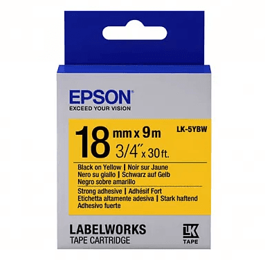 Лента Epson LK4WBN Std Blk/Wht 12/9, 12mm, 9m, C53S654021/ЖЕЛТАЯ НАКЛЕЙКА