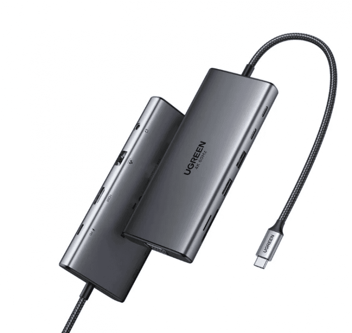 Hub UGREEN CM639 USB-C to HDMI(4K@60Hz)+VGA+2C2A+SD/TF+RJ45+3.5mm+PD(100W) 45520