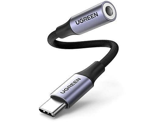Кабель Ugreen AV161 USB Type C - 3.5mm аудио, оплетка, 0.1M, Space Gray, 80154