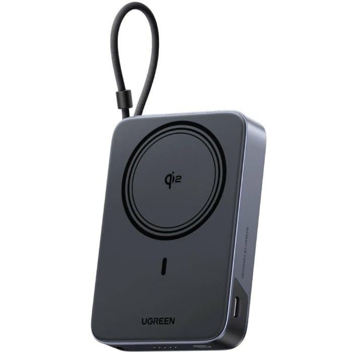 Пауэрбанк UGREEN PB568 65176B 10000mAh 30W 1C +15W Magnetic Wireless Power Bank with 1* 30W Built-in Cable(with holder)