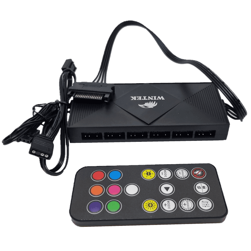 Контроллер Wintek WT-02, 6 портов (3 pin ARGB + 4 pin PWM), беспроводной пульт дистанционного управления