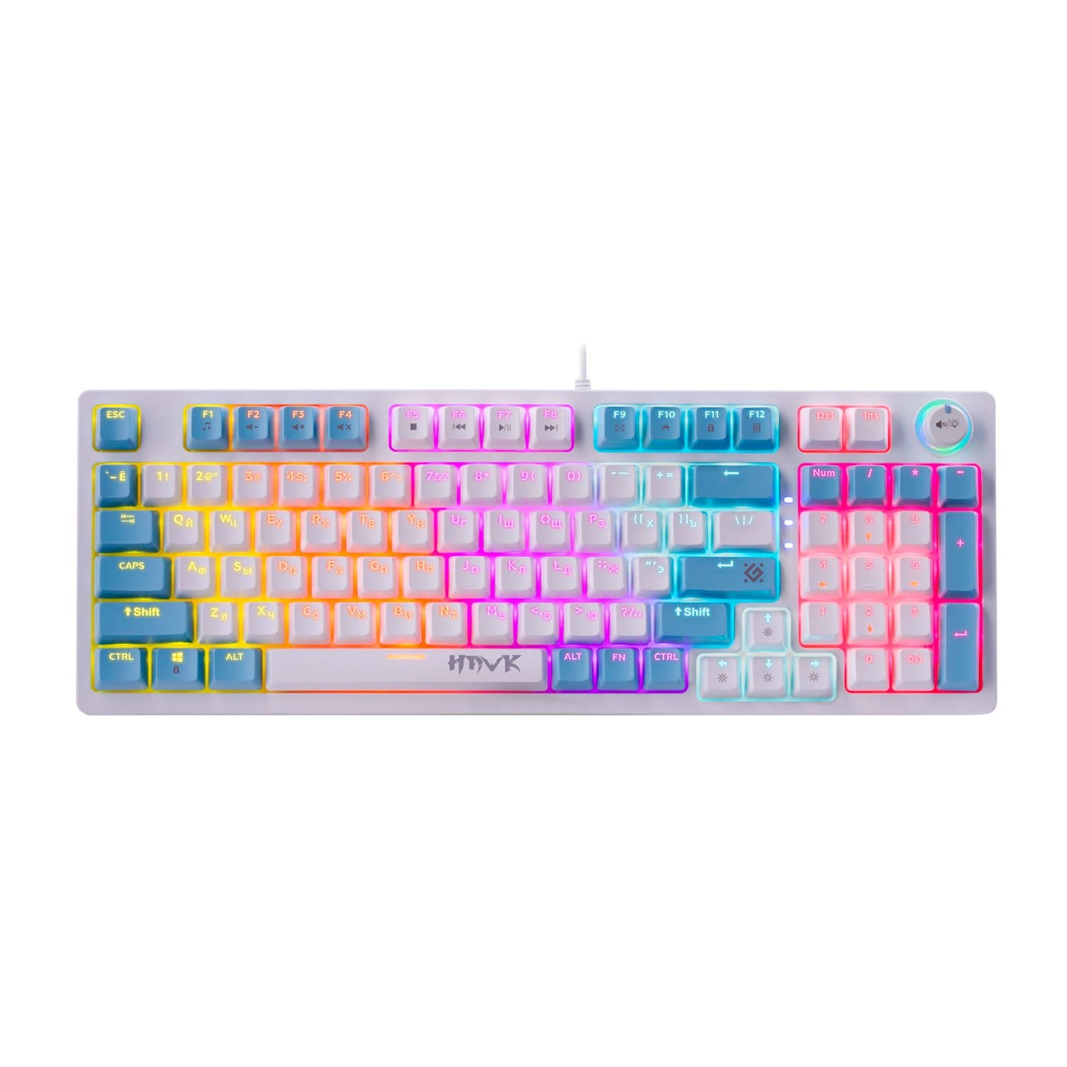 KeyBoard  USB, Defender Hawk GK-418 RU, white/blue, (45421)
