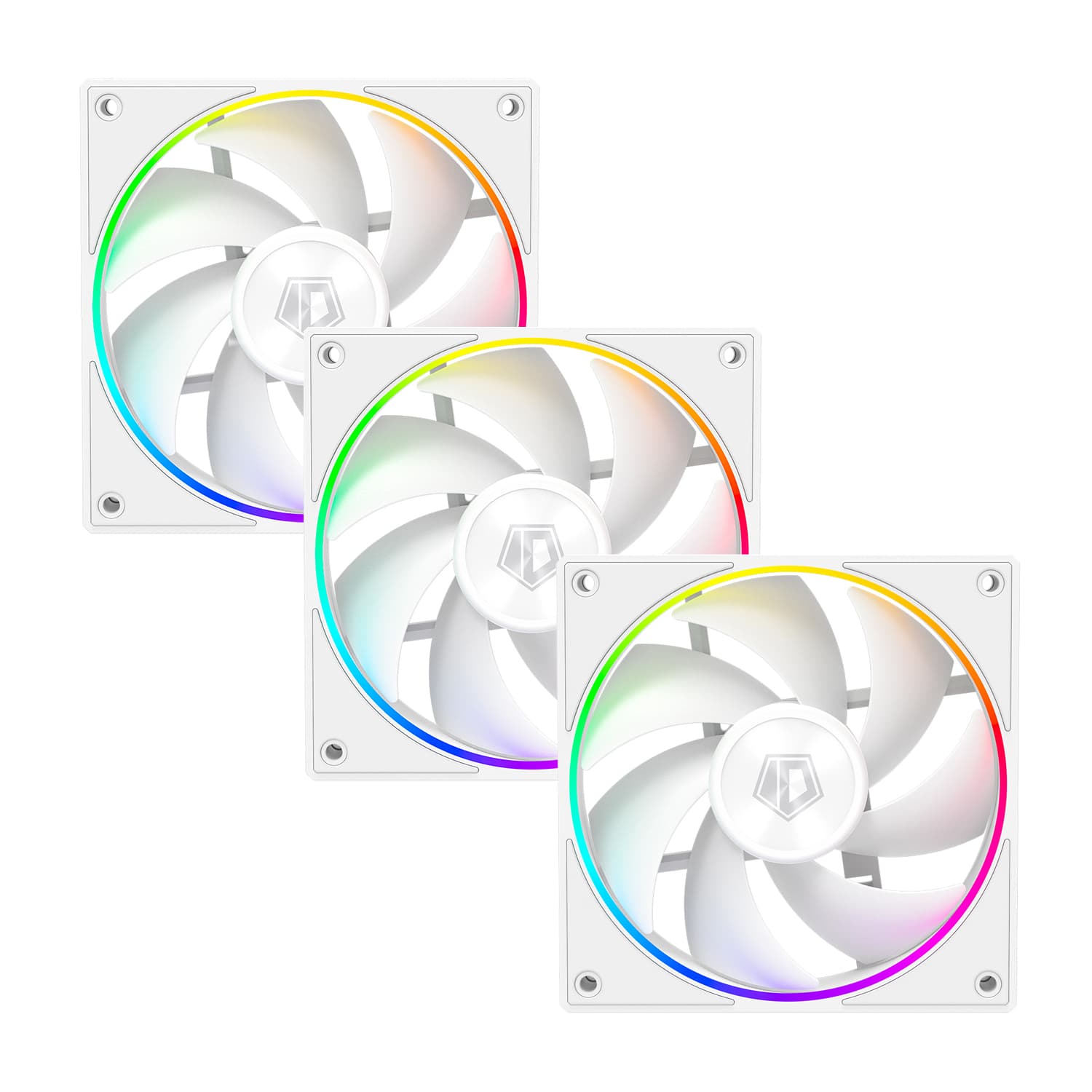 Fan kit for case, 12cm x 3, ID-Cooling AF-127-ARGB-W TRIO, 500-2000rpm, 78CFM, 29dBA, white, 4pin