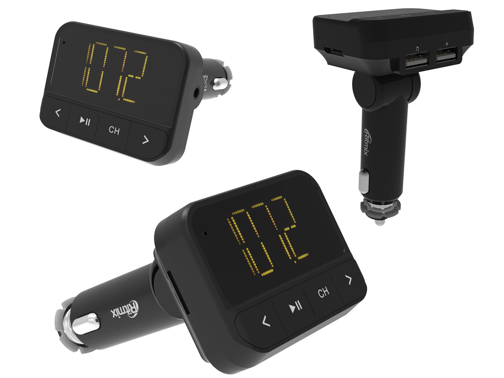 MP3 car FM modulator + USB charger, Ritmix FMT-B200, USB/mSD -> MP3 player, AUX, LED, IR