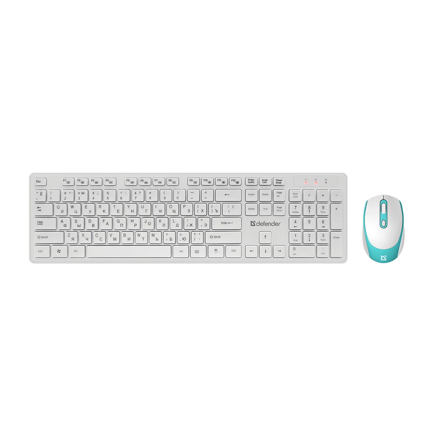 KeyBoard + mouse, USB, wireless, Defender Auckland C-987 RU, White, (45987)
