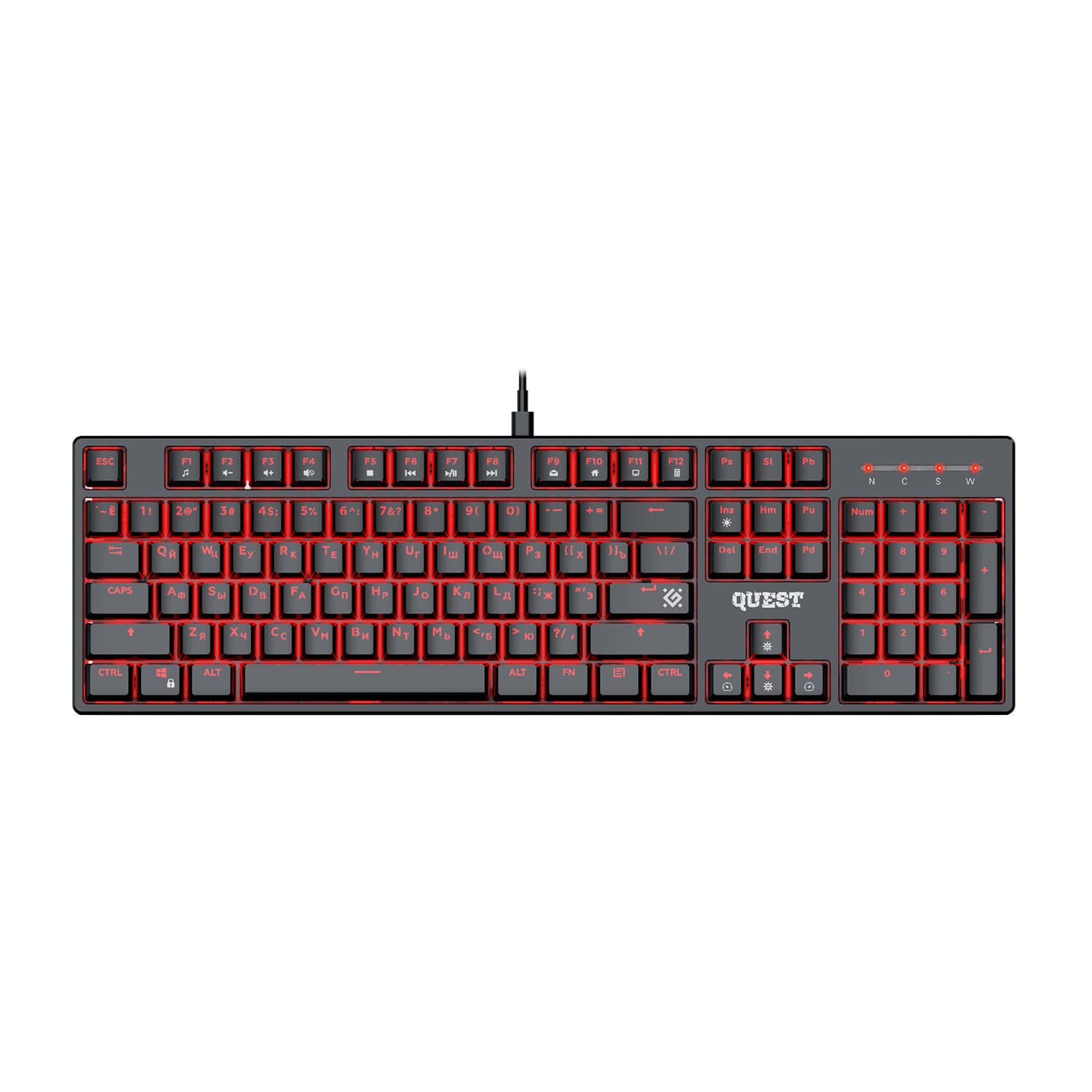 KeyBoard  USB, Defender Quest GK-596 RU, Black, (45596)