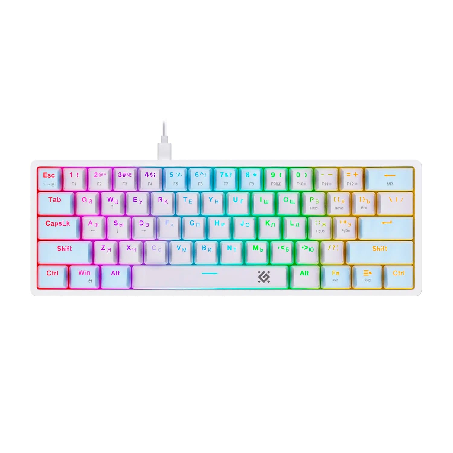 KeyBoard  USB, Defender Amox GK-585 RU, White-blue, (45585)