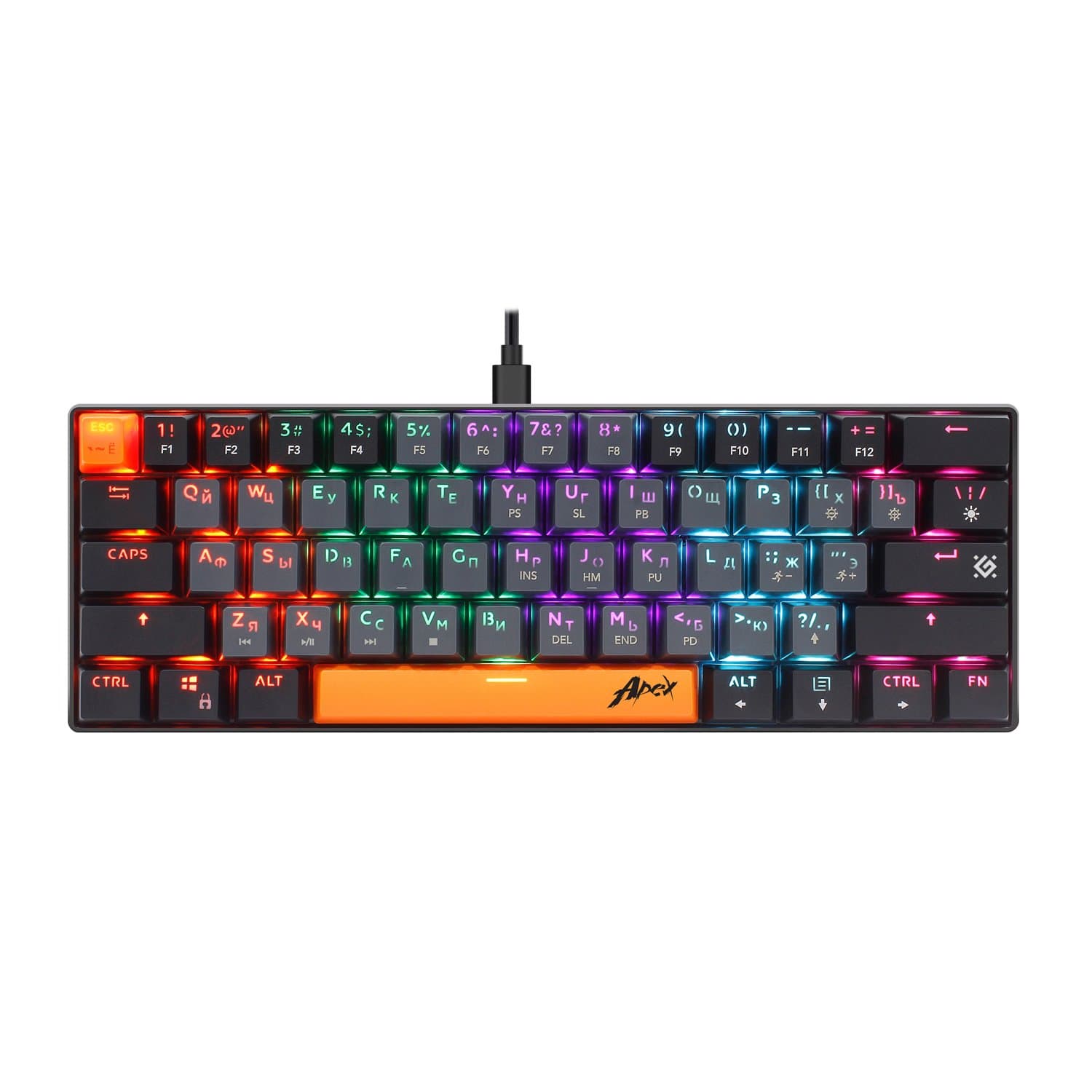 KeyBoard  USB, Defender Apex GK-002 RU, Silver, (45002)