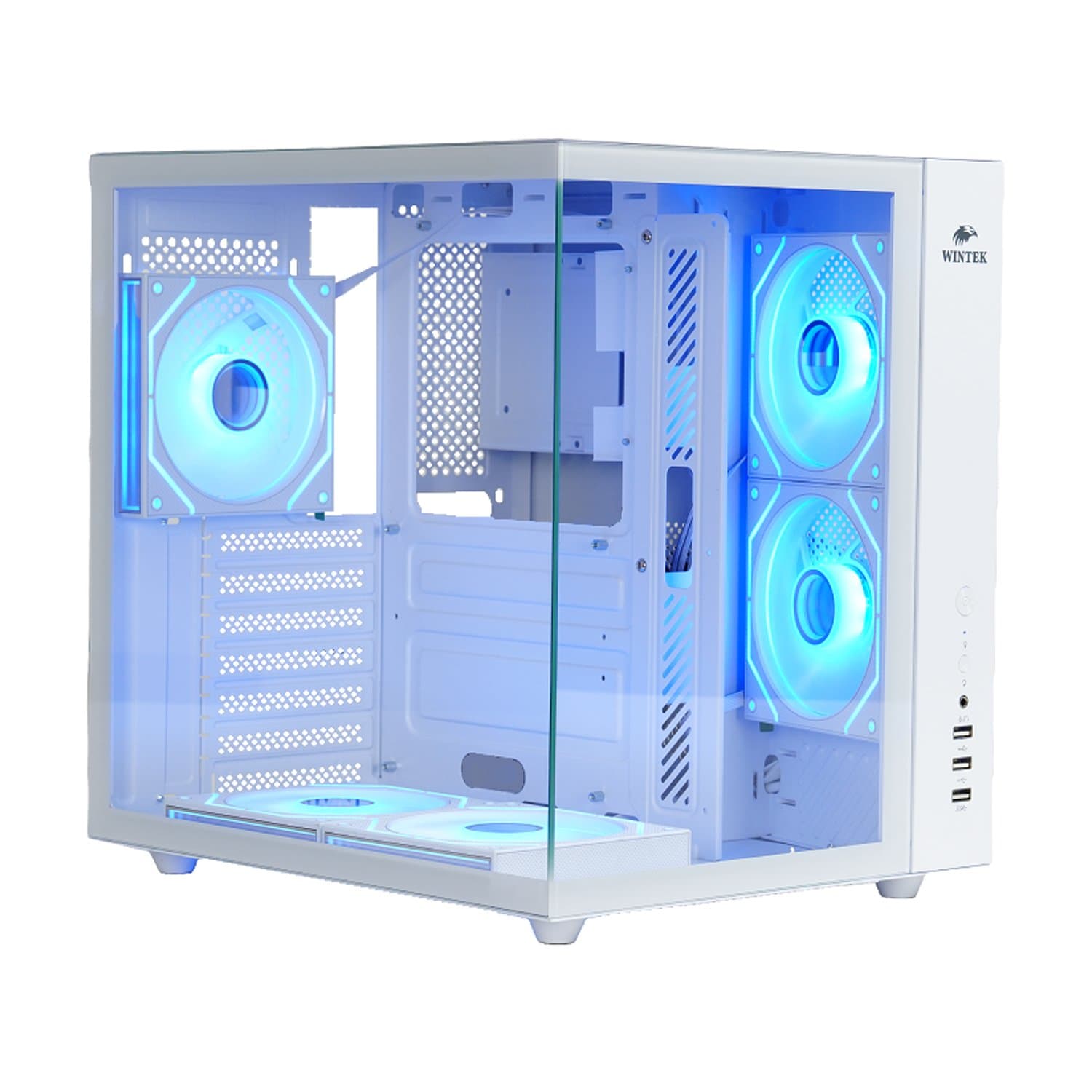 Case ATX midi tower  Wintek, Cube pro V909-W TG, (без БП), White