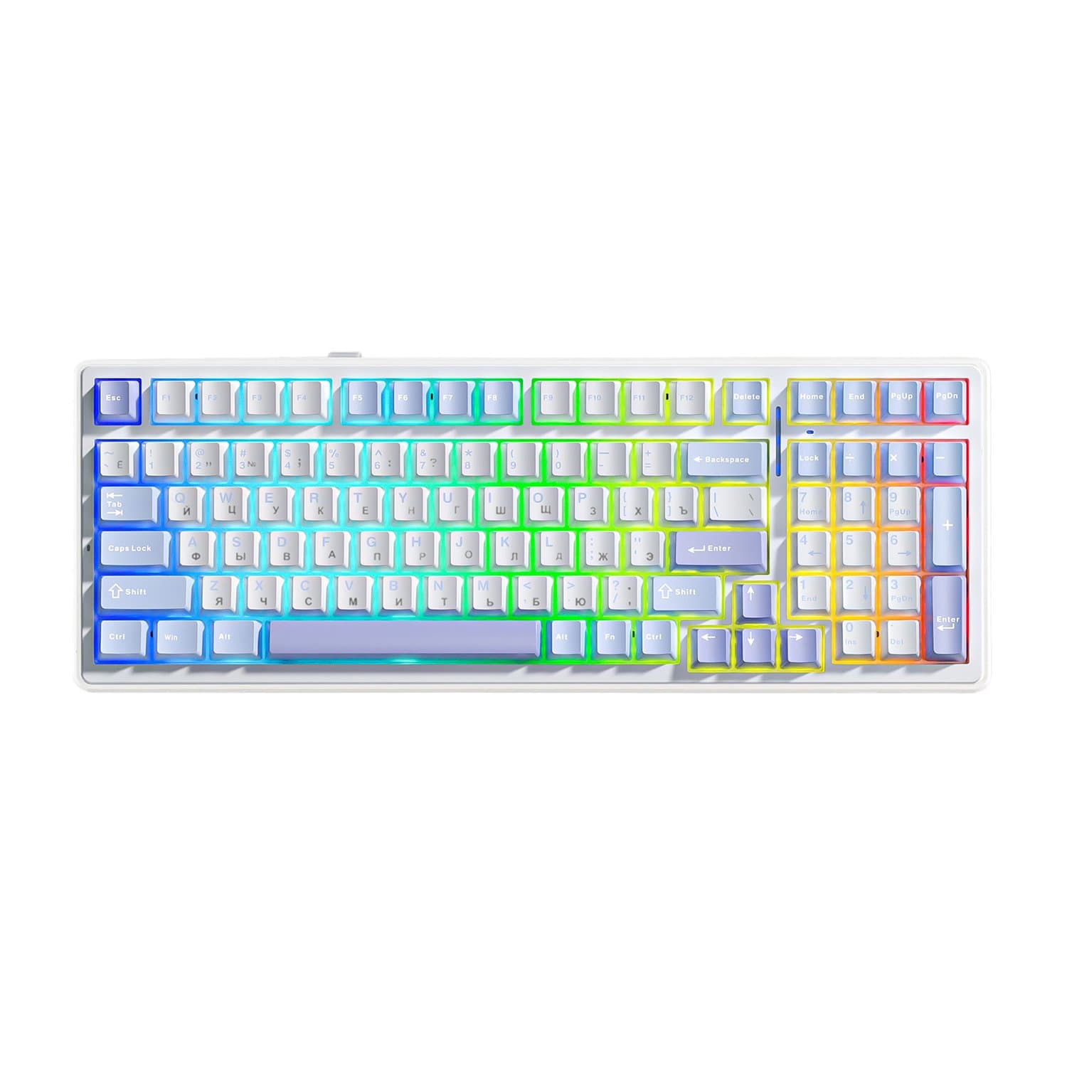 KeyBoard  Bluetooth, Aula F99, BT/wireless/Type-C, mechanical, white-blue-purple