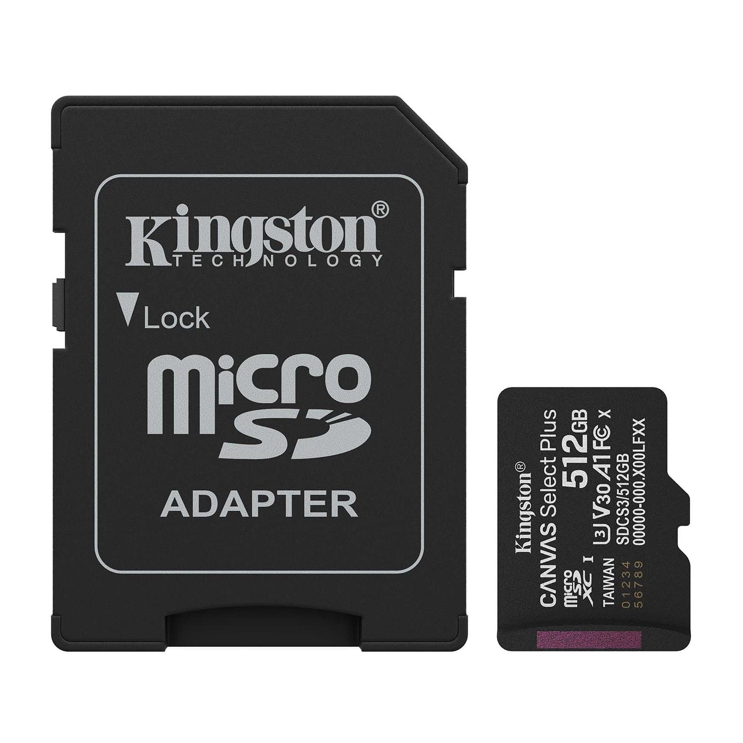 MemoryCard microSDXC 512GB, Kingston SDCS3/512GB, Class 10, + adapter SD