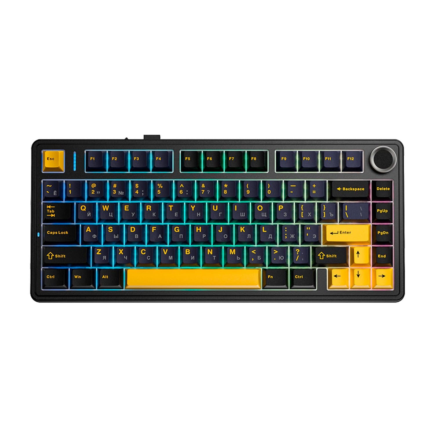 KeyBoard  Bluetooth, Aula F75 3in1,F75 G/W3 B,BT/wireless/Type-C, mechanical, Black-dark Blue-orange