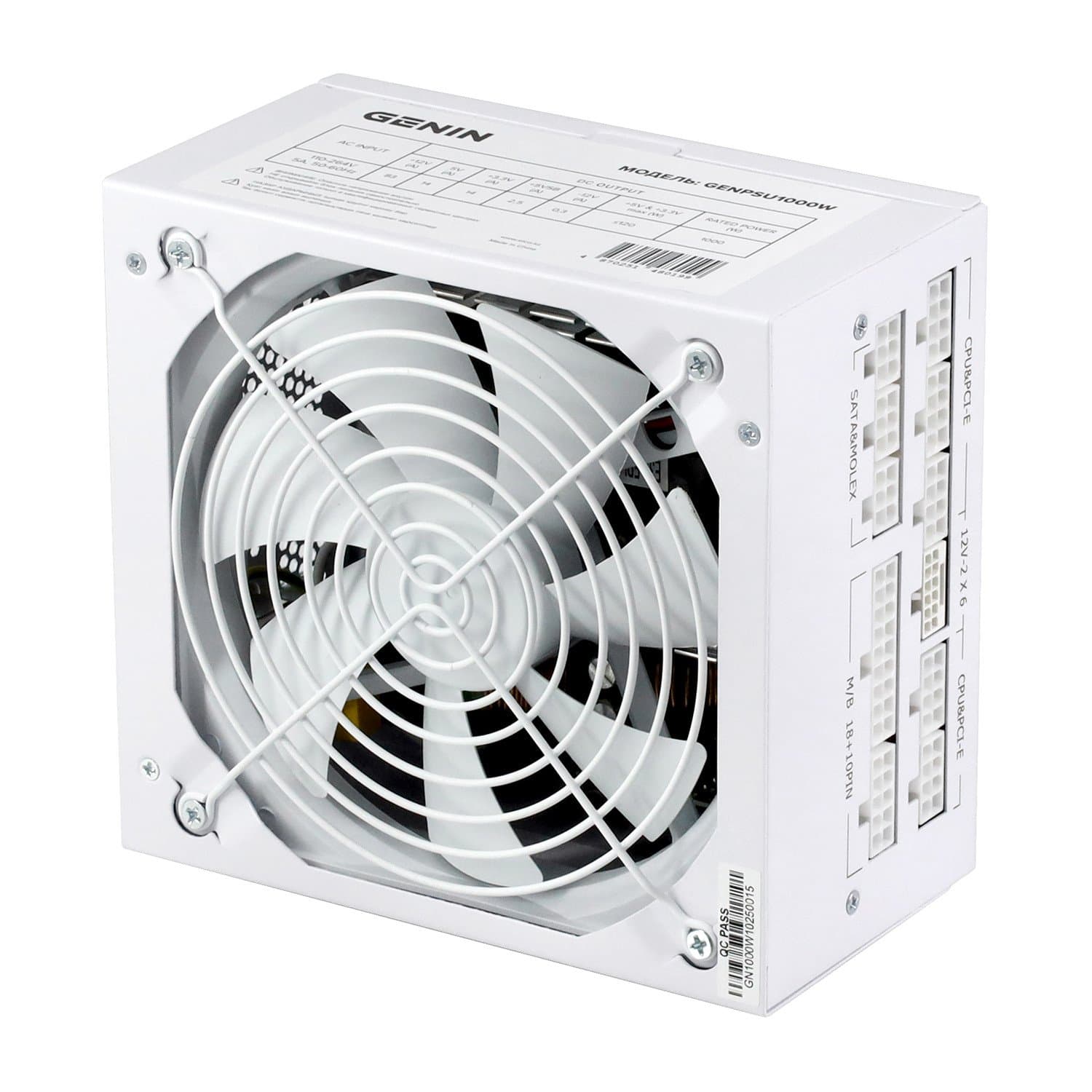 Power supply ATX Genin, GENPSU1000W, 1000W, 80plus, white