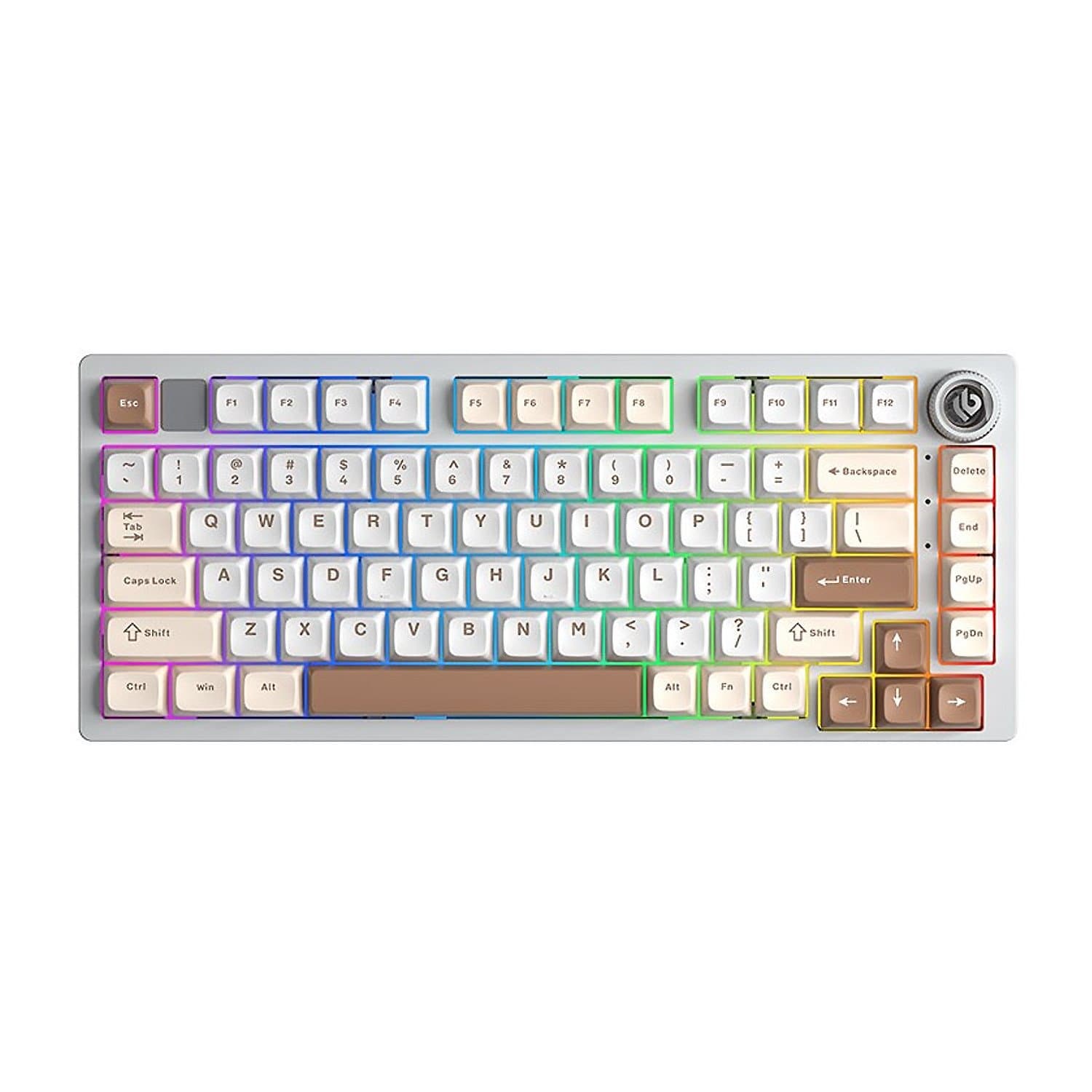 KeyBoard  Bluetooth, AULA Hi75C Pro, BT/2.4GHz/Type C, mechanical, EN/RU/KZ,White-brown-light yellow