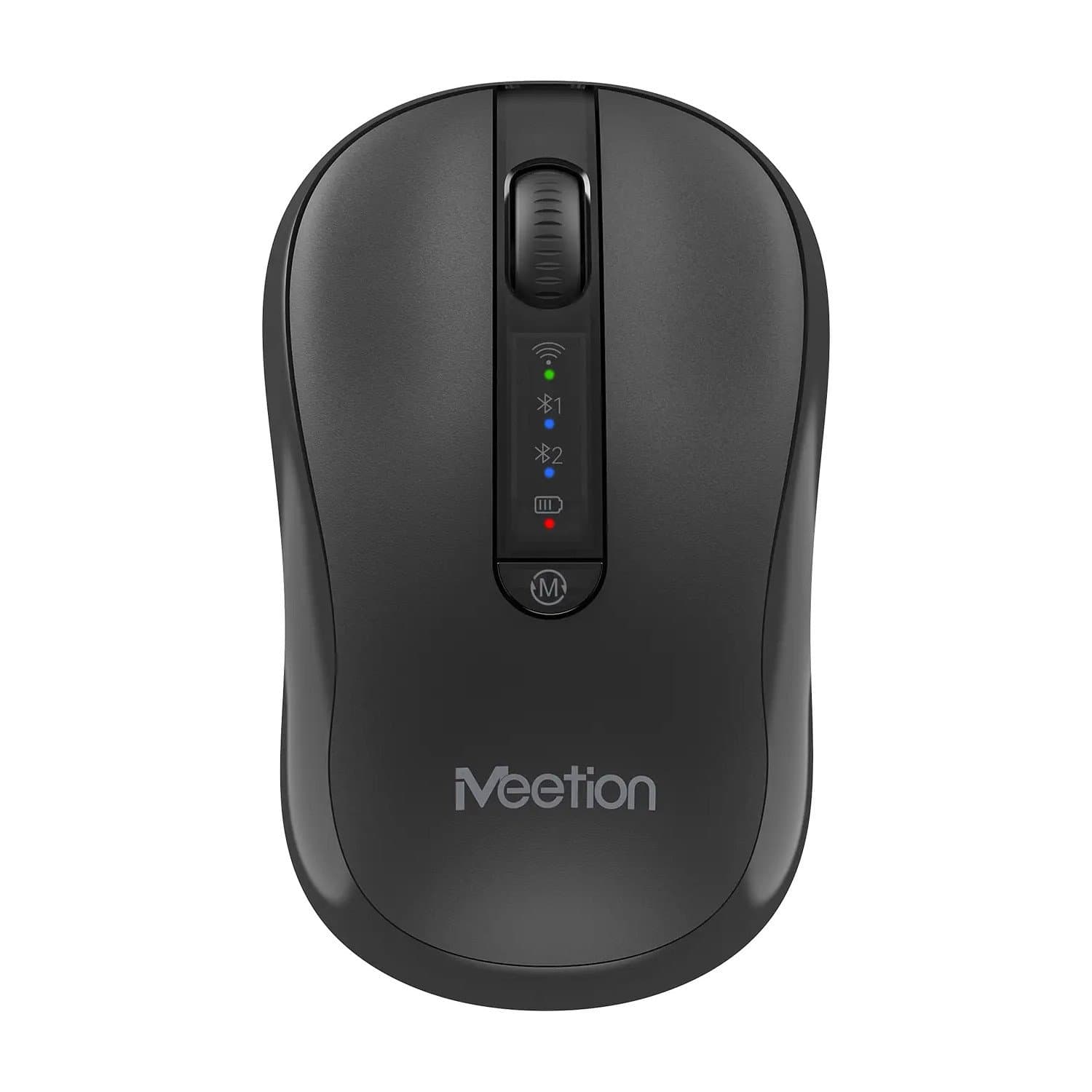 Mouse Meetion BTM185R, Wireless, optical, 3200DPI, 4 Button, 300mAh, USB, 2.4 GHz/BT, Black — фото 1