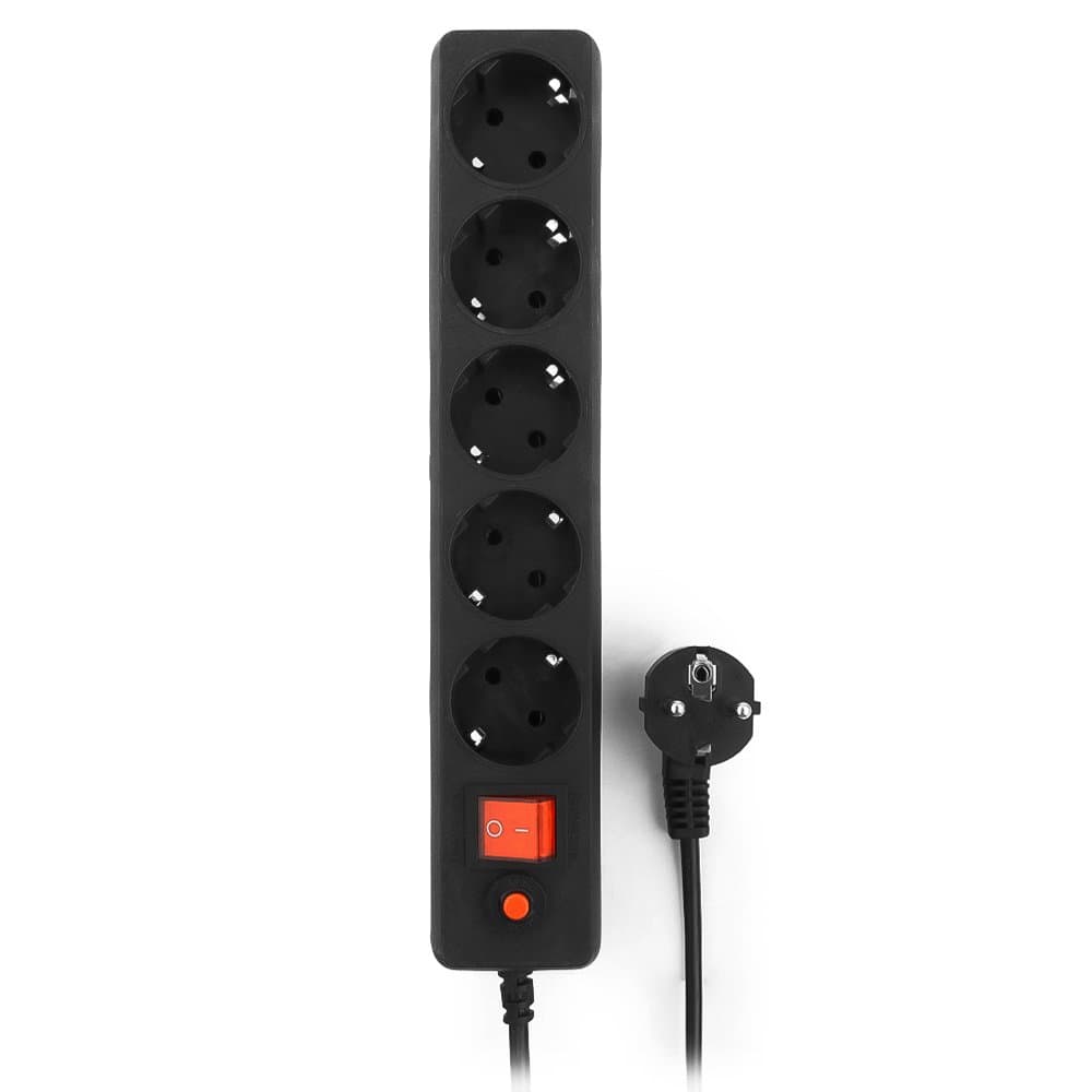 Сетевой фильтр Гарнизон, 0.5м, EHLB-4, 5 розеток, black
