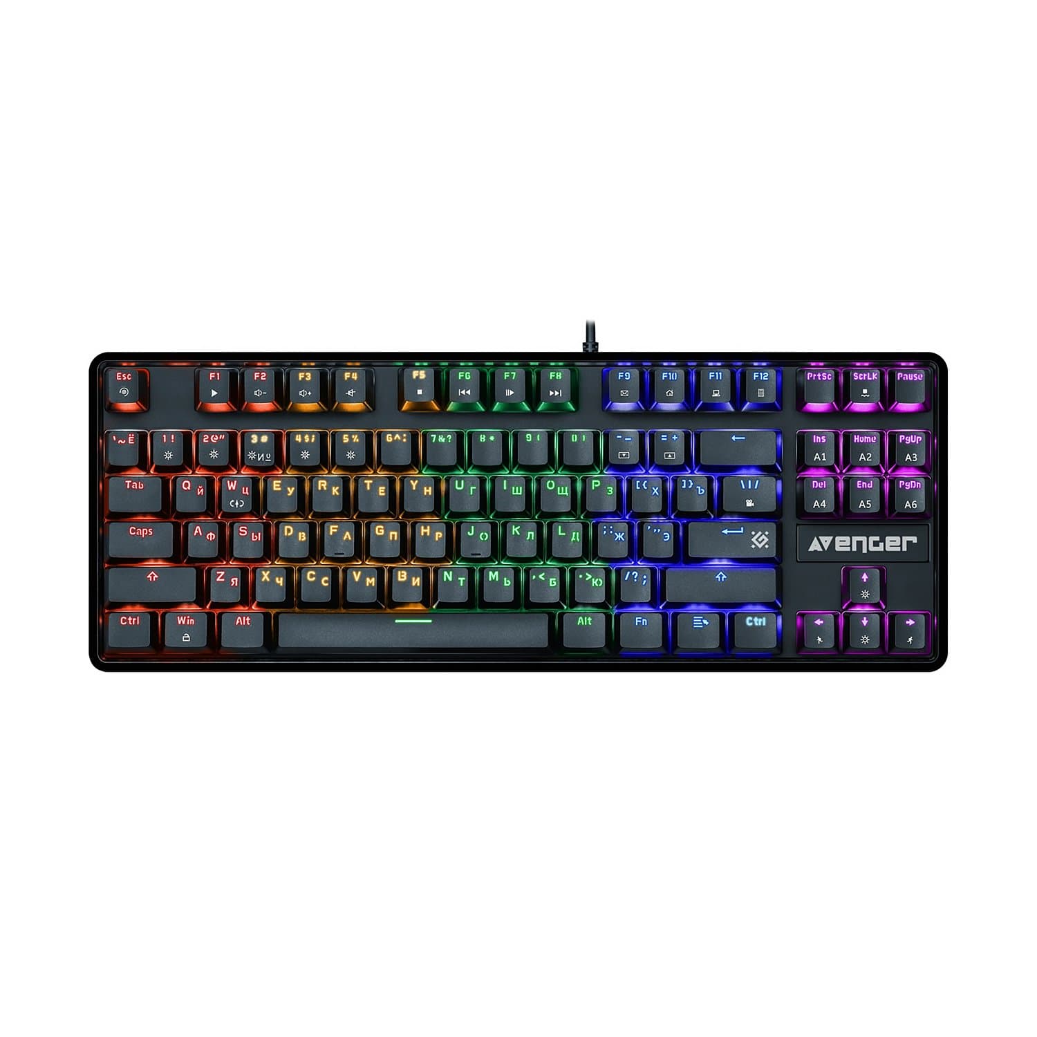 KeyBoard  USB, Defender Avenger GK-412 RU, Black, (45410)