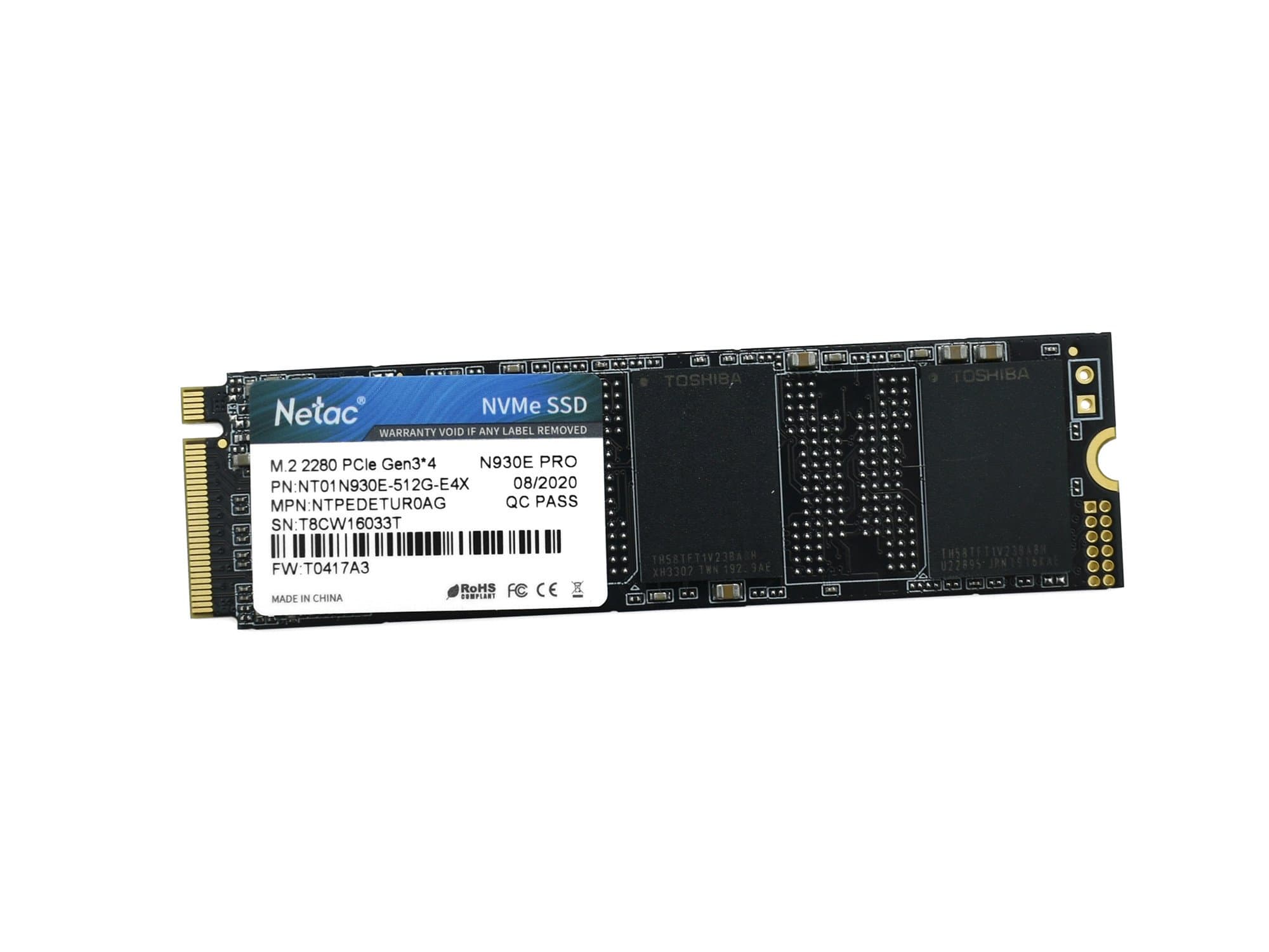 SSD M.2 PCIe  512 GB Netac N930E Pro 512GB, NT01N930E-512G-E4X, NVMe