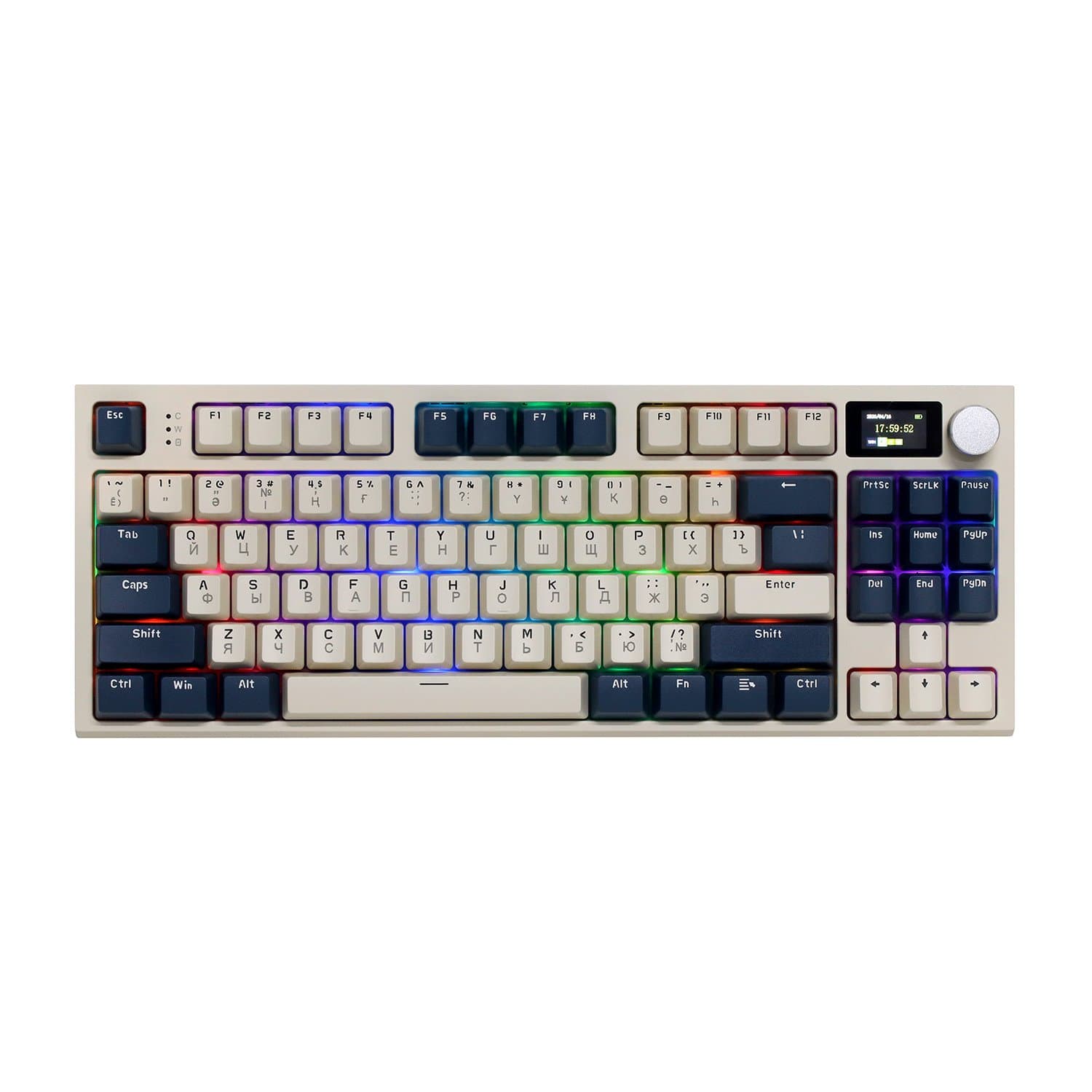 KeyBoard USB, Attack Shark K86, Linear Blue Whale switch, 86 keys, 2,4/BT/cable, Blue