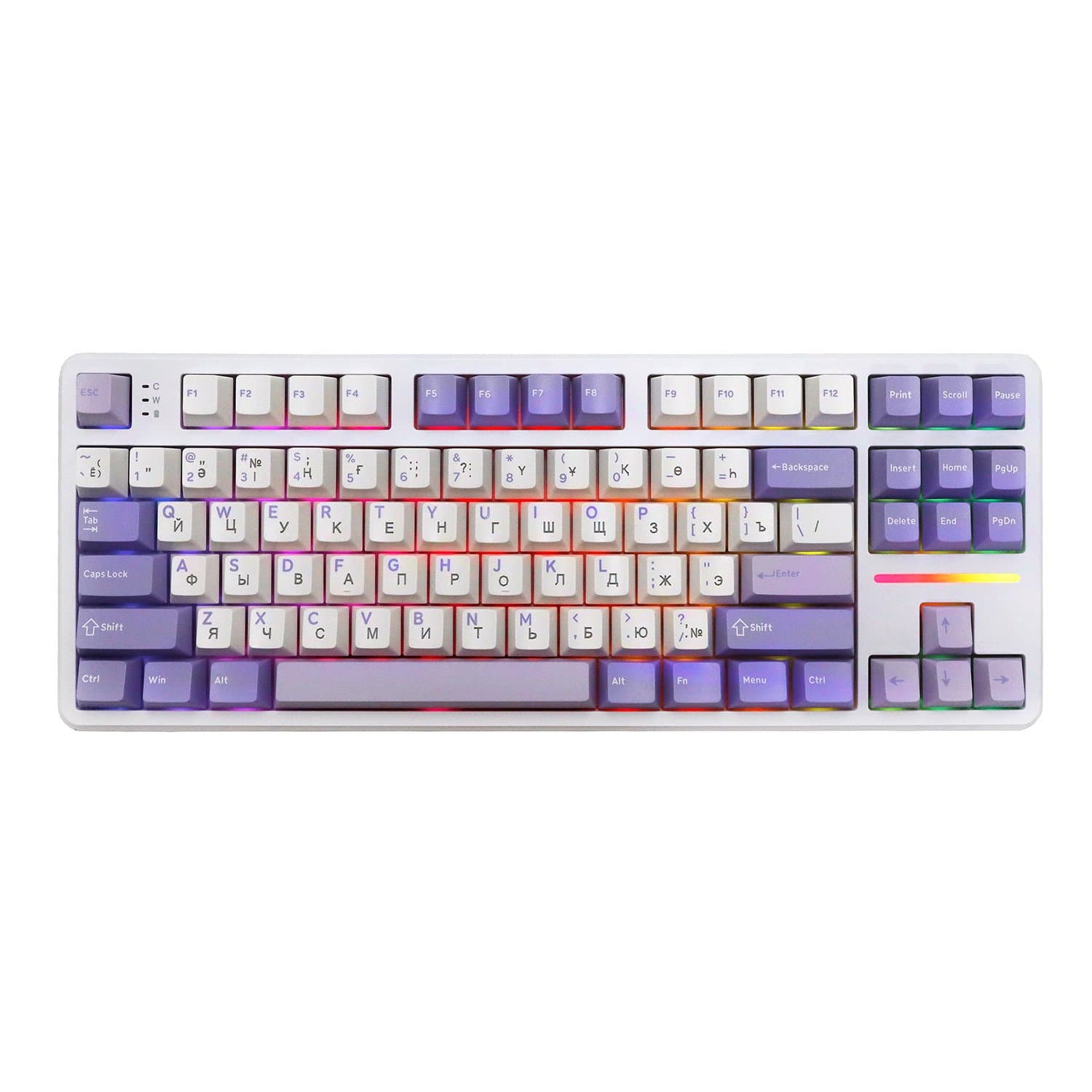 KeyBoard USB, Attack Shark X87, Linear Blueberry switch, 87 keys, 2,4/BT/cable, Twilight color