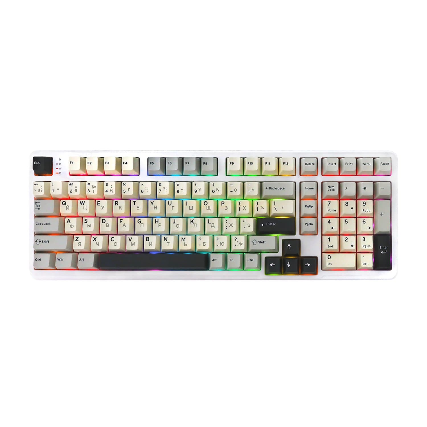 KeyBoard USB, Attack Shark X98, Linear Strawberry switch, 102 keys, 2,4/BT/cable, Starlight white