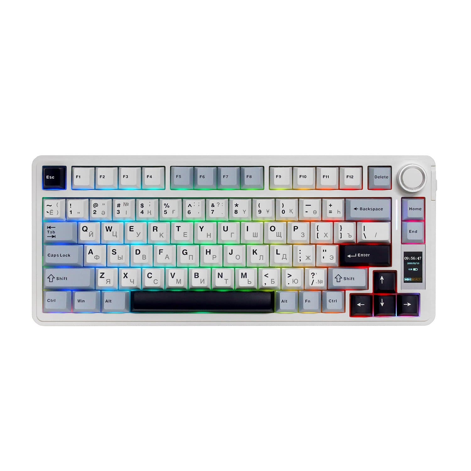 KeyBoard  Bluetooth, Aula S75 Pro Light,  BT/2.4 GHz/USB,80 keys, EN, Blue+White+Black+Purple