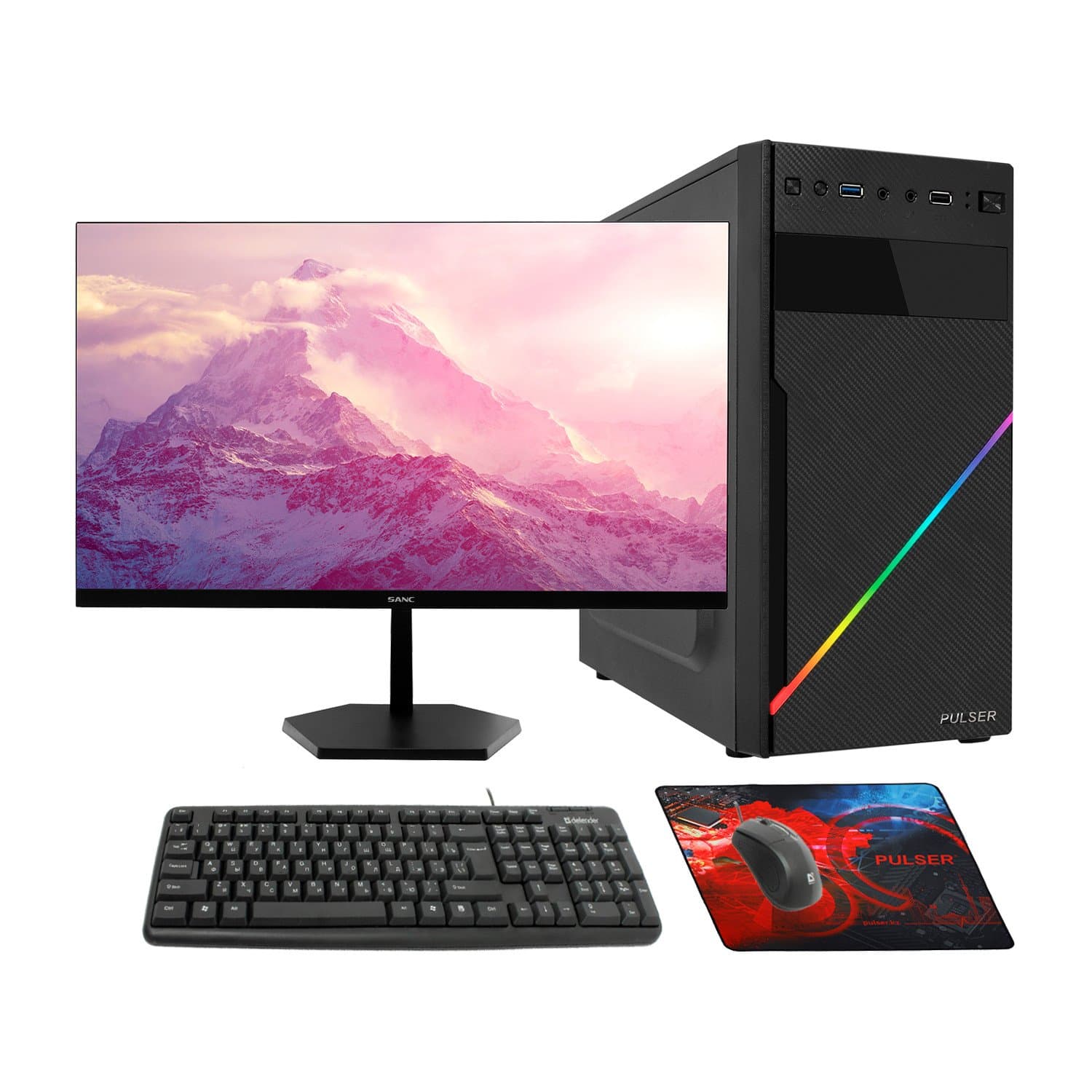 Ryzen 5 5600-3.5GHz/B550/RAM 16GB/SSD 512GB (M.2)/RX550-4GB/no DVD/400W/Монитор 23.8" Sanc 144Hz/