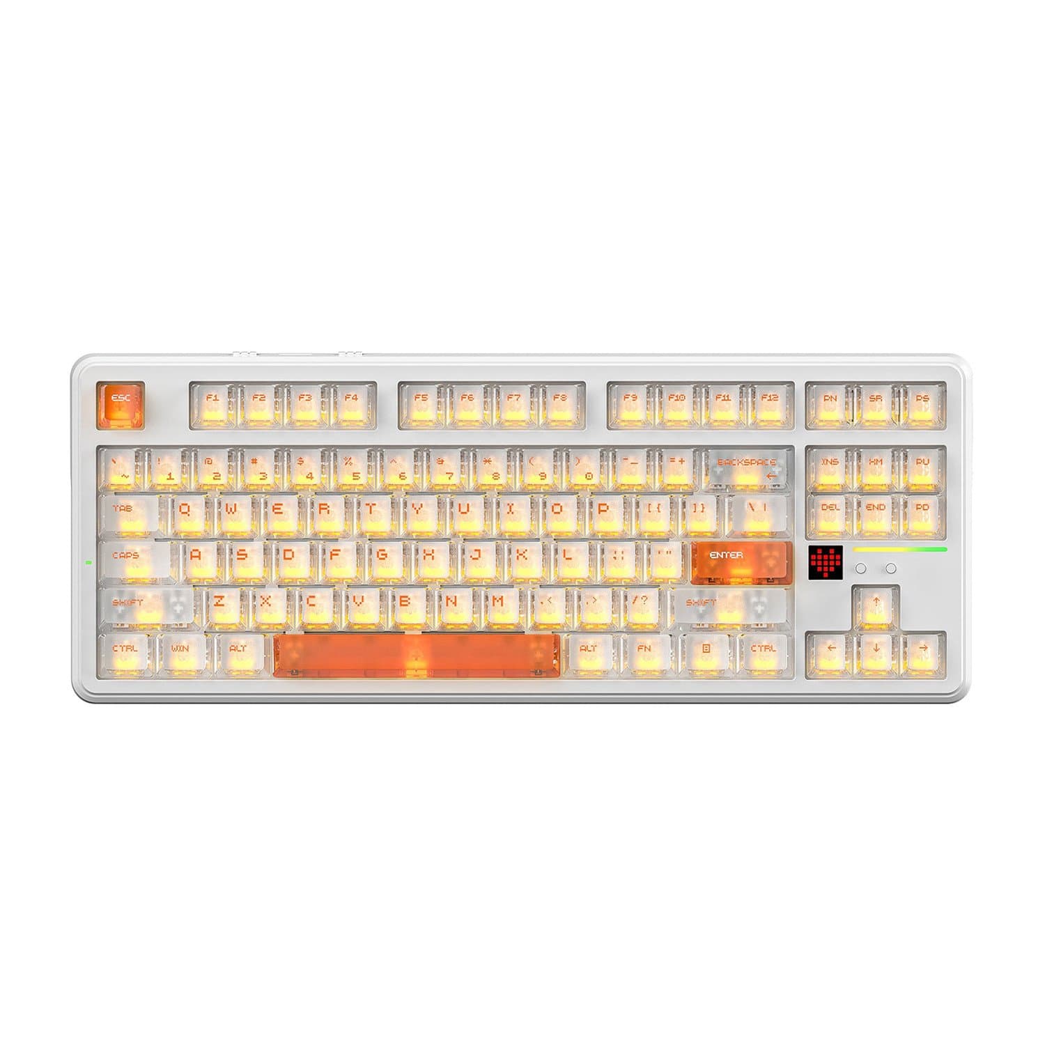 KeyBoard USB, Attack Shark X87 Ultra Ice orange, switch, 87 keys, 2,4/BT/cable, Ice Orange