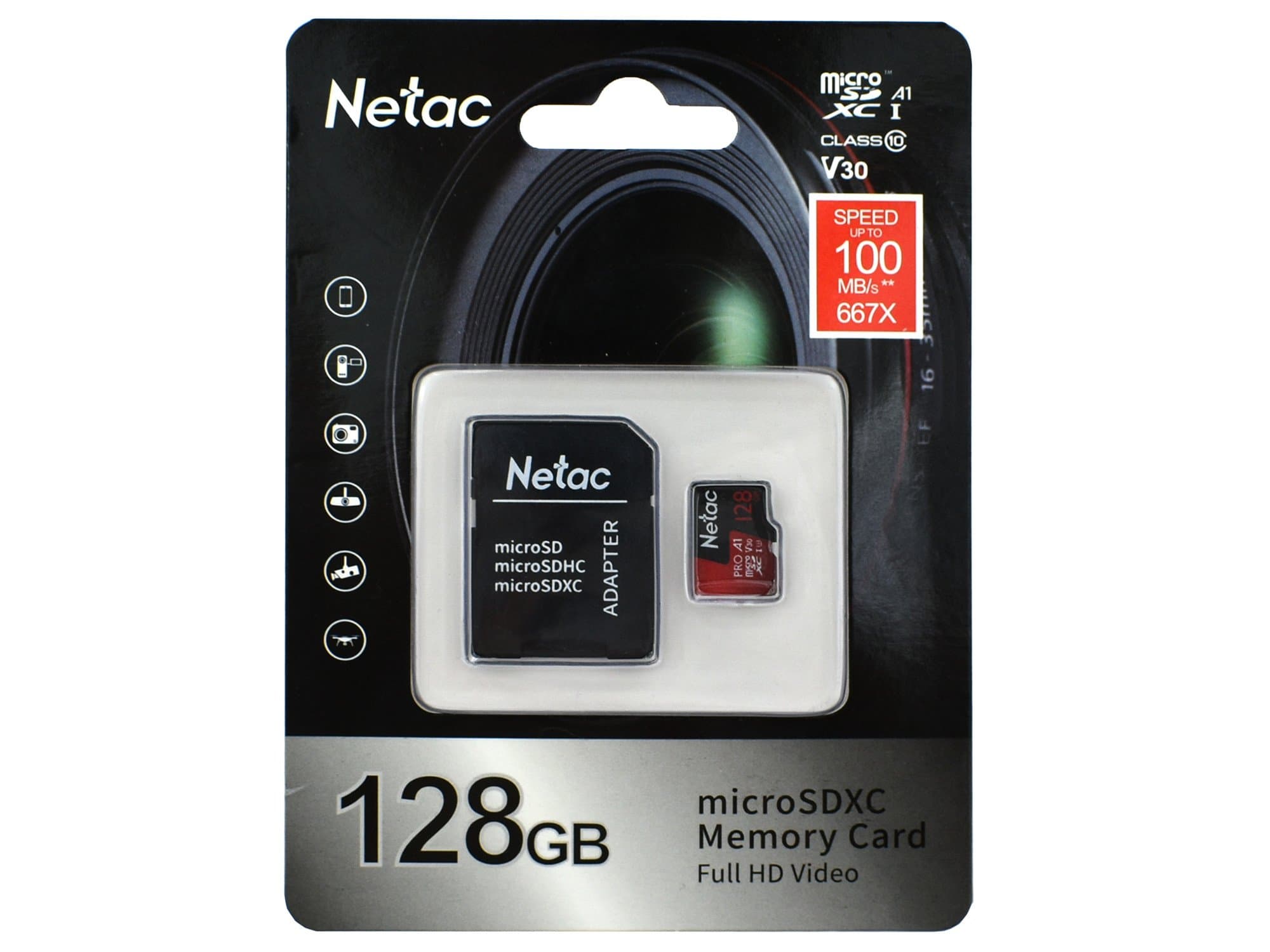 MemoryCard microSDXC 128GB, Netac P500, NT02P500STN-128G-R, Class 10, + adapter SD