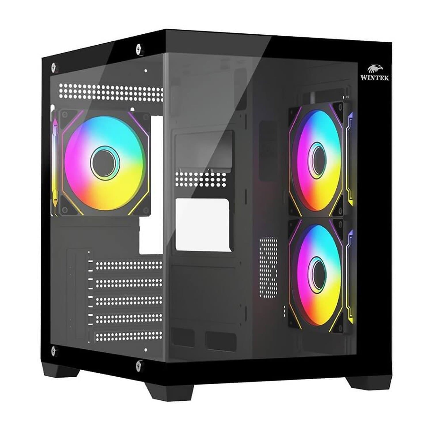 Case ATX midi tower  Wintek, Aquarium V2 H101-B TG, (без БП), Black