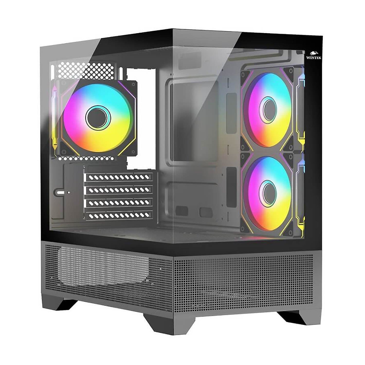 Case ATX midi tower  Wintek, Crystal 395-B TG, (без БП), Black