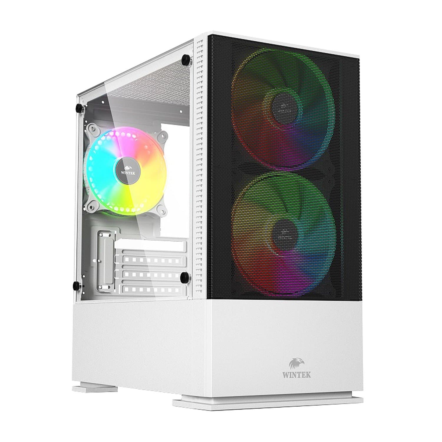 Case mATX mini tower Wintek Shadow, 701-W TG, (без БП), White