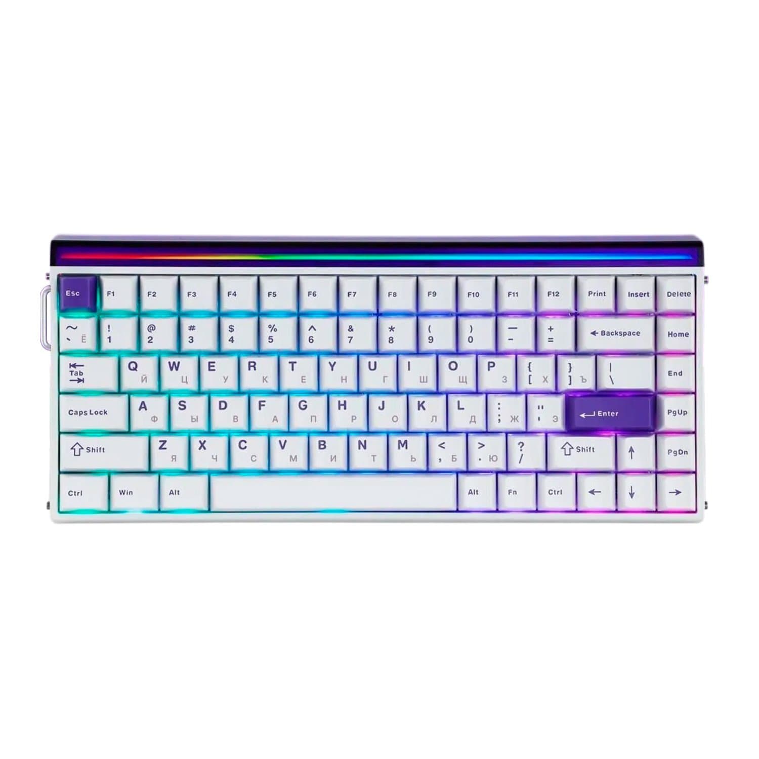 KeyBoard  USB AULA HERO 84HE, Magnetic, Black King switch, 84 keys EN/KZ/RU, wired, White