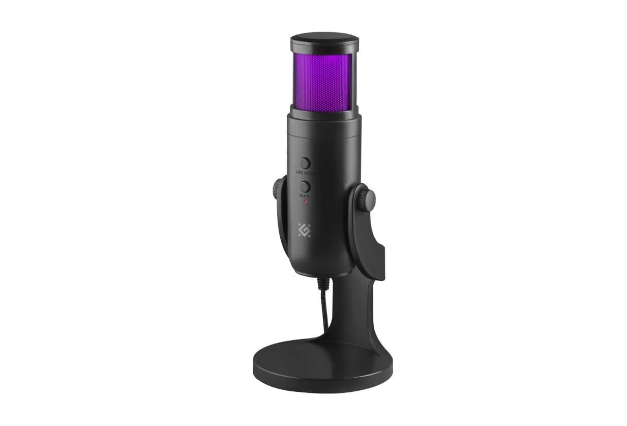 Игровой стрим микрофон Defender Galactar GMC 250 USB, LED, черный