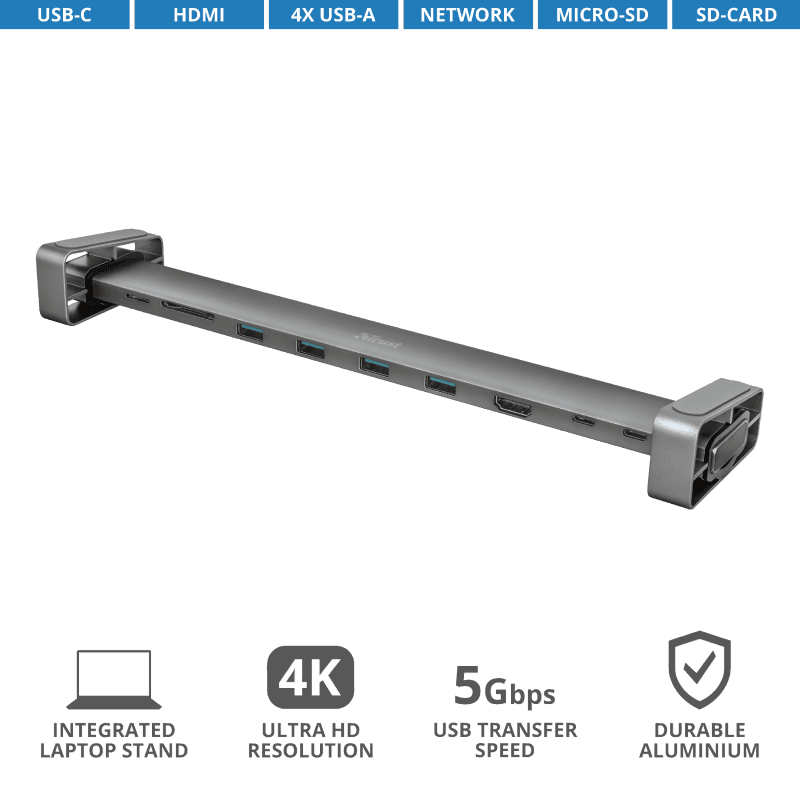 Разветвитель Trust Dalyx Aluminium 10-in-1 USB-C