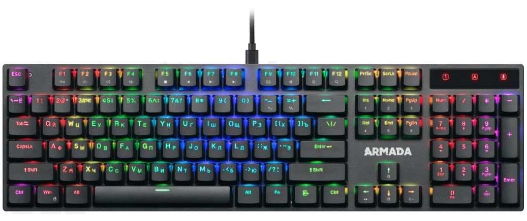 Клавиатура игровая механическая Defender Armada GK-004 RU,RGB черный