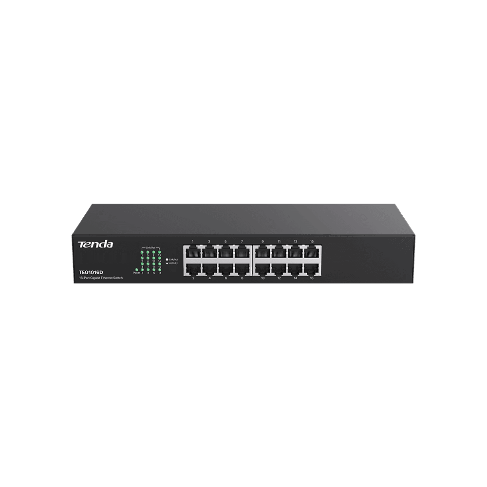 Коммутатор Tenda TEG1016D 16-port Gigabit Ethernet черный
