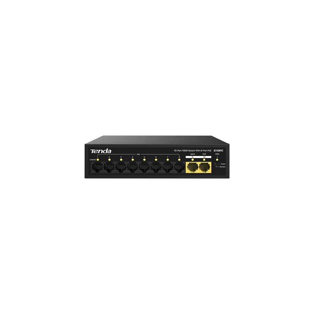 PoE-коммутатор Tenda S110PC 10-port 10/100Mbps с 8-port PoE черный