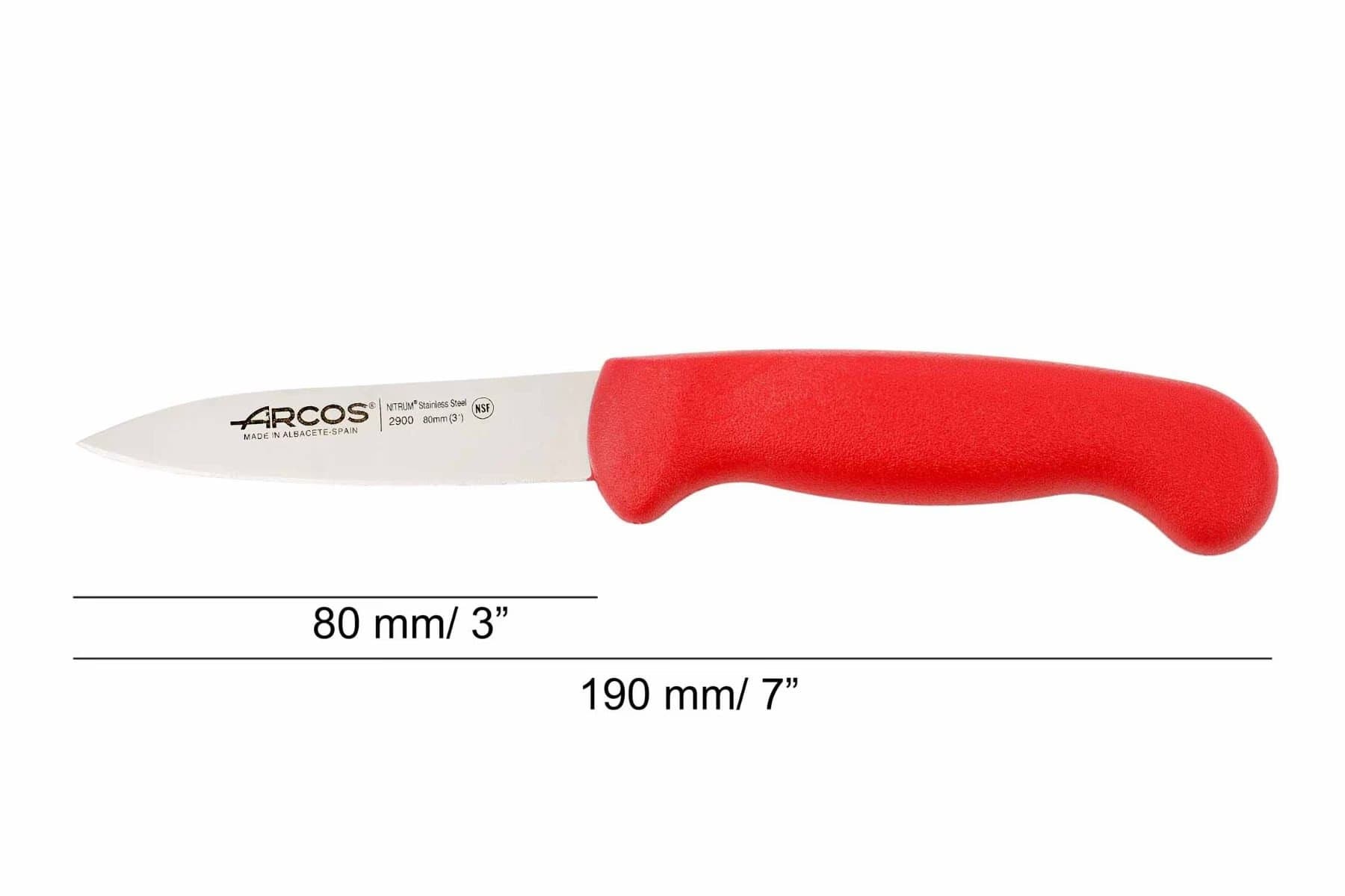 Нож для овощей Arcos 2900 290022 80мм красный