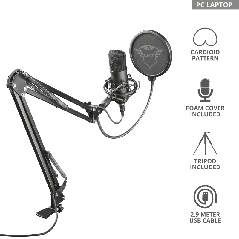 Студийный USB-микрофон Trust GXT 252 EMITA PLUS STREAMING MICROPHONE