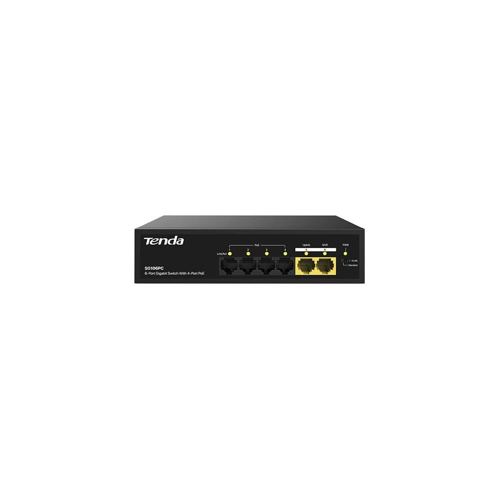 PoE-коммутатор Tenda SG106PC 6-port Gigabit Ethernet с 4-port PoE черный
