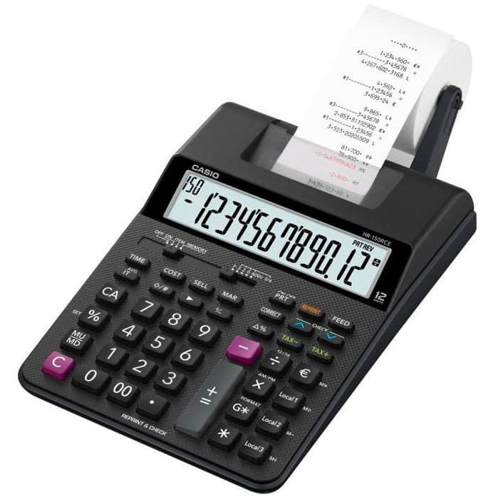 Калькулятор печатающий CASIO HR-150RCE-WB-EC, ЗУ в комплекте