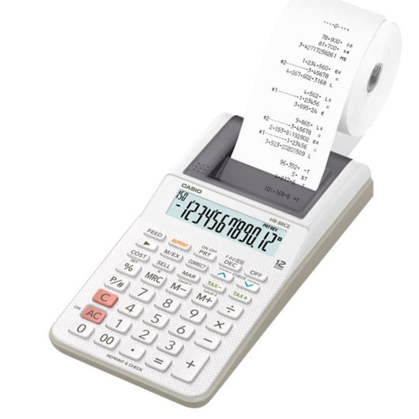 Калькулятор печатающий CASIO HR-8RCE-WE-W-EC
